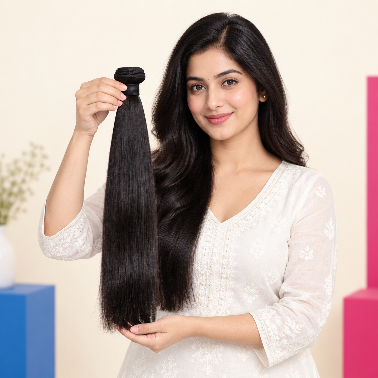 Machine Weft Bundle 16 inch Straight Natural Black